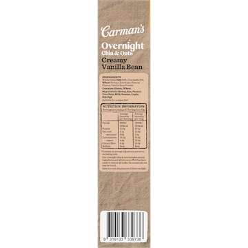 Carman's Protein Overnight Chia & Oat Sachets Creamy Vanilla Bean 6 pack