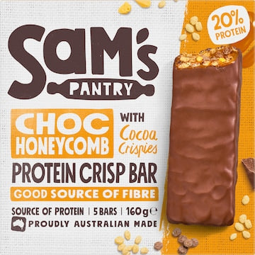 Sam's Pantry Protein Crisp Bars Choc Honeycomb 5 pack