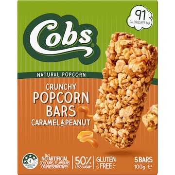 Cobs Crunchy Popcorn Bars Caramel & Peanut 5 pack