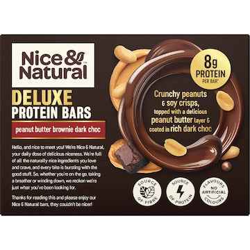 Nice & Natural Deluxe Protein Bars Peanut Butter Brownie Dark Choc 5 pack