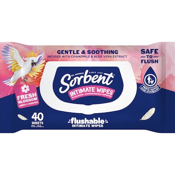 Sorbent Flushable Intimate Wipes 40 pack