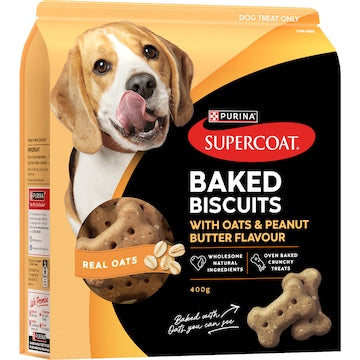 Supercoat Baked Biscuits Dog Treats With Oats & Peanut Butter Flavour 400g
