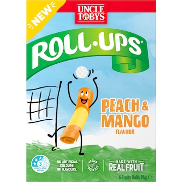 Uncle Tobys Roll Ups Peach & Mango 6 pack