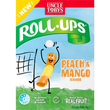 Uncle Tobys Roll Ups Peach & Mango 94g 6 pack