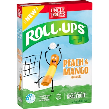 Uncle Tobys Roll Ups Peach & Mango 94g 6 pack