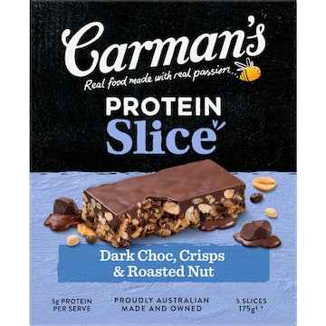 Carman's Protein Slice Bar Dark Choc Crisp & Roasted Nut 5 pack