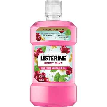 Listerine Mouthwash Antibacterial Zero Alcohol Berry Mint 500mL