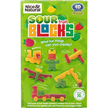 Nice & Natural Sour Fruit Blocks Apple Strawberry Lemon & Raspberry 6 pack