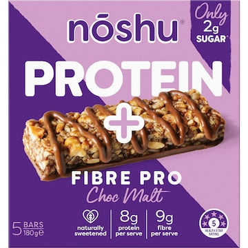 Noshu Protein Plus Fibre Pro Bars Choc Malt 5 pack