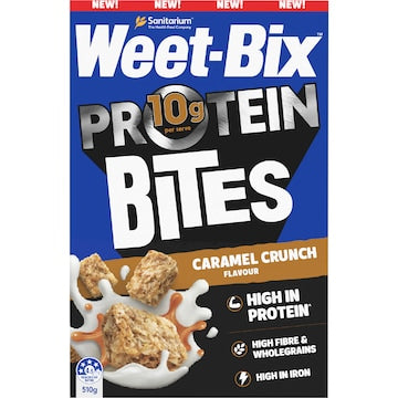 Weet-Bix Protein Bites Caramel Crunch Breakfast Cereal 510g