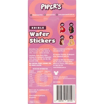 Piper's Edible Wafer Stickers Disney Princess 12 pack