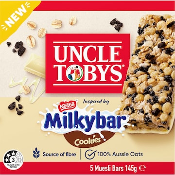 Uncle Tobys Muesli Bar Milkybar Cookies 145g 5 pack