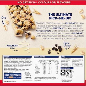 Uncle Tobys Muesli Bar Milkybar Cookies 145g 5 pack