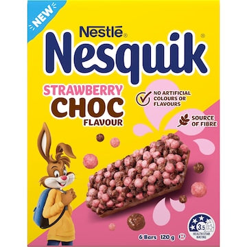 Nesquik Cereal Bar Strawberry Choc 6 pack