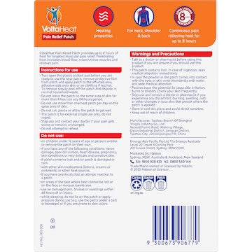 Volta Heat Pain Relief Patches 2 pack