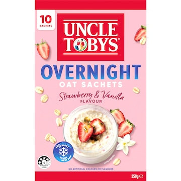 Uncle Tobys Overnight Oat Sachets Strawberry & Vanilla 10 pack