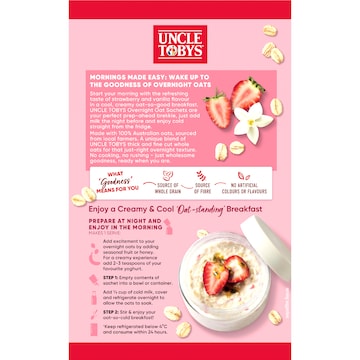 Uncle Tobys Overnight Oat Sachets Strawberry & Vanilla 10 pack