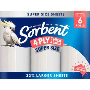 Sorbent Thick & Large 4Ply Toilet Paper 6 pack