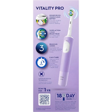 Oral-B Vitality Pro Rechargeable Toothbrush Deeper Clean Lilac each