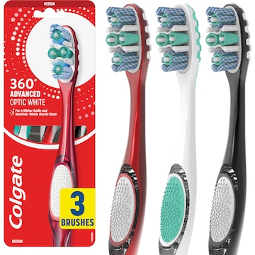Colgate 360 Advanced Optic White Medium Toothbrush 3 pack