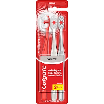 Colgate Toothbrush Brilliant Star White Medium 3 pack