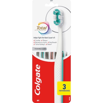 Colgate Toothbrush Total Foaming Clean Soft 3 pack