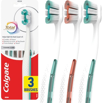 Colgate Toothbrush Total Foaming Clean Medium 3 pack