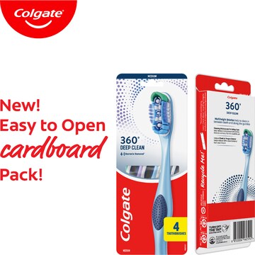 Colgate 360 Deep Clean Toothbrush Medium Value 4 pack