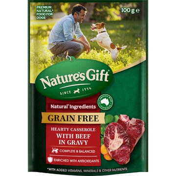 Nature's Gift Wet Dog Food Hearty Casserole In Gravy With Beef 100g