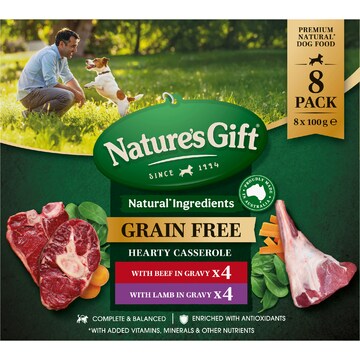 Nature's Gift Gravy Combo Wet Dog Food With Beef & Lamb Multipack 100g x 8 pack