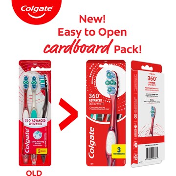 Colgate 360 Advanced Optic White Soft Toothbrush 3 pack