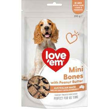 Love'em Mini Bones Chewy Dog Treats With Peanut Butter 200g