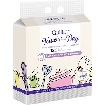 Quilton Towel In A Bag Paper Sheets 120 pack
