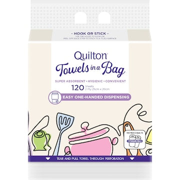 Quilton Towel In A Bag Paper Sheets 120 pack