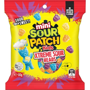 Sour Patch Kids Mini Xtreme Sour Heads Lollies 80g