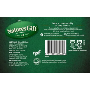 Nature's Gift Grain Free Wet Dog Food Gravy Beef & Kangaroo Pouch 100g x 8 pack