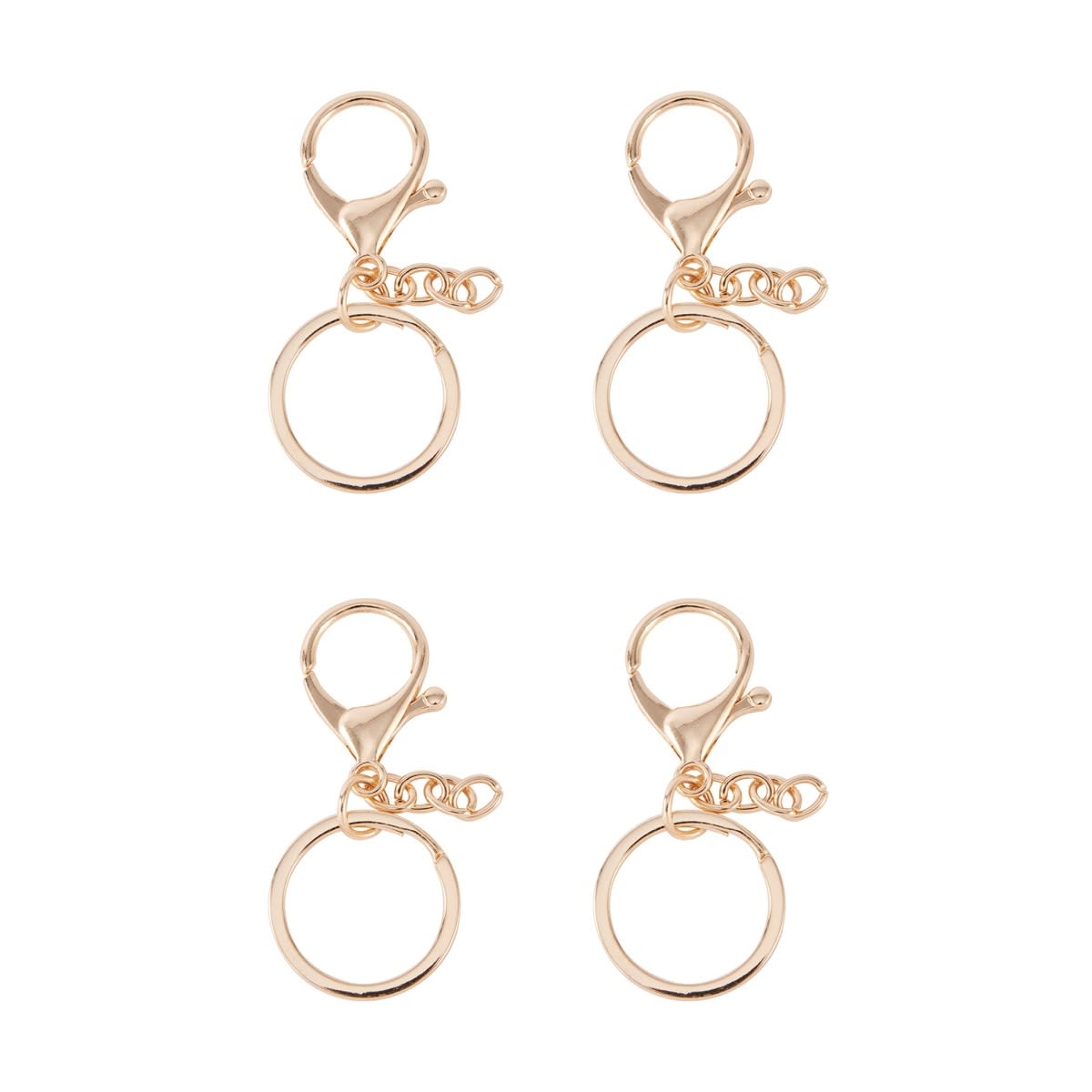 4 Pack Keyrings - Gold Look
