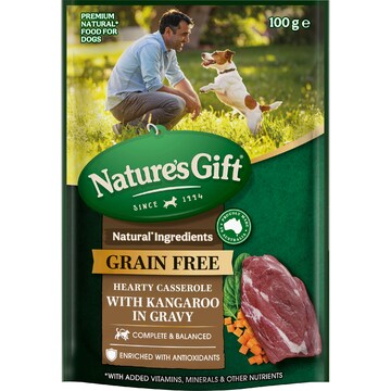 Nature's Gift Wet Dog Food Hearty Casserole In Gravy With Kangaroo 100g