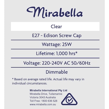 Mirabella Appliance Globe ES 25W 2 pack