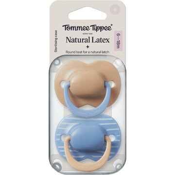 Tommee Tippee Natural Latex Soother 6-18M Assorted 2 pack