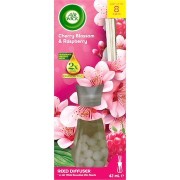 Air Wick 2x Essential Oil Reed Diffuser Cherry Blossom & Raspberry 42mL