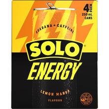 Solo Energy Drink Lemon Mango Cans Multipack 250ml x 4 pack