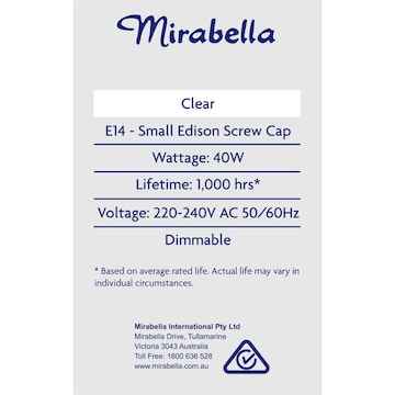 Mirabella Appliance Globe ES 25W 2 pack