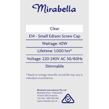 Mirabella Appliance Globe ES 25W 2 pack
