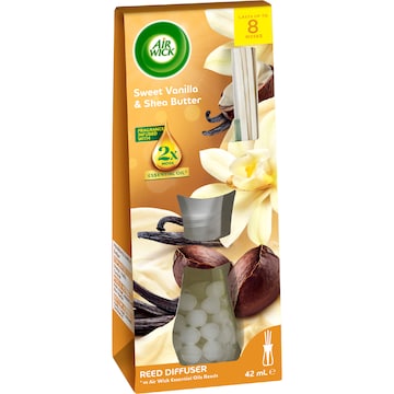 Air Wick 2x Essential Oil Reed Diffuser Sweet Vanilla & Shea Butter 42mL