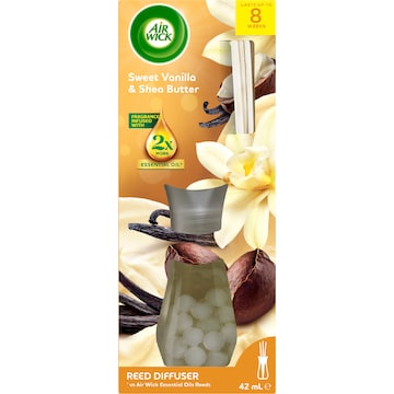 Air Wick 2x Essential Oil Reed Diffuser Sweet Vanilla & Shea Butter 42mL
