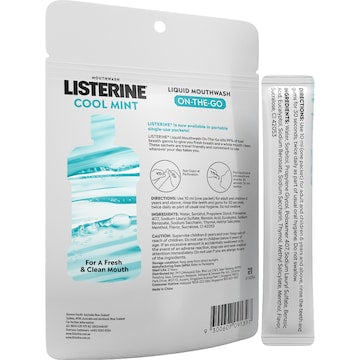 Listerine Liquid Mouthwash On The Go Zero Alcohol 10mL x 15 pack