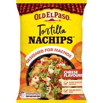 Old El Paso Nachips Tortilla Nacho Corn Chips Cheese Flavoured 300g
