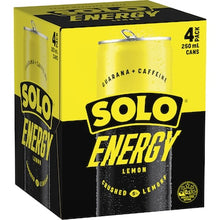 Solo Energy Lemon Flavour Cans 250mL x 4 pack