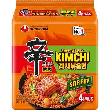 Nongshim Shin Ramyun Sweet & Spicy Kimchi Stir Fry 4 pack